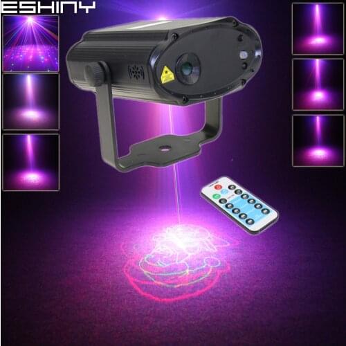 ESHINY Remote MINI RGB Laser 8 Xmas Patterns Projector DJ Dance Disco Bar Family Party Xmas Effect Stage Lighting Light T184D4
