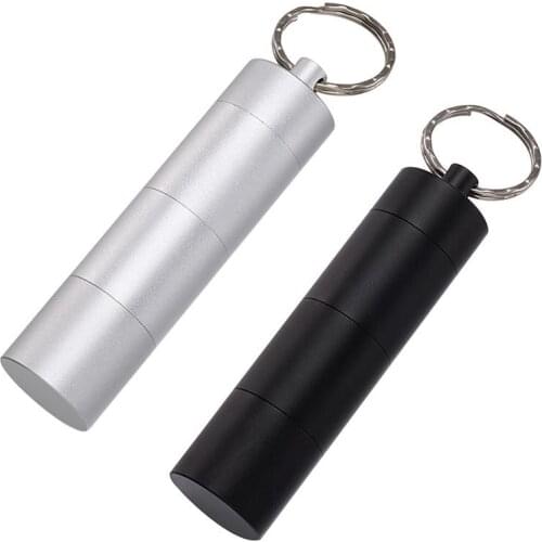 Multi-port Portable Seal Aluminum Alloy Pill Boxes, with 6PCS Rubber Ring and 1PCS Iron Key Ring, Mixed Color F80