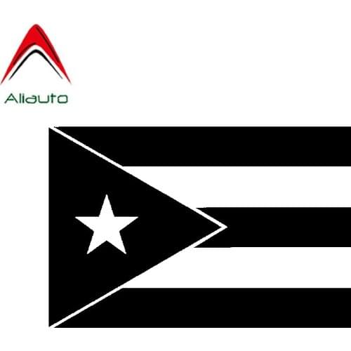 Aliauto Fashion Car Sticker Puerto Rico Flag Travel Vinyl Waterproof Reflective Sunscreen Decal Black/silver,15cm*10cm