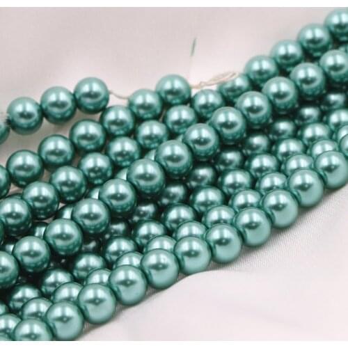 Fashion Elegant Green Artificial Shell Pearl Round Pearl Classic Baitao Lady Jewelry DIY Bracelet/Necklace Freebeads 15 Inch M87