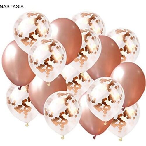 NASTASIA REAL Rose Gold 12 inch Confetti Balloon Set /16 Pcs PREMIUM QUALITY Elegant Latex Party Balloons