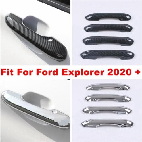 For Ford Explorer 2020 2021 Car Door Pull Doorknob Handle Bowl Cover Trim ABS Chrome / Carbon Fiber Accessories Exterior Kit