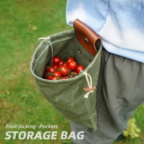 New Leather Canvas Bush Craft Bag Camping Outdoor Foraging Bag Fruit Picking Bag Farm Waterproof Vegetable Harvest Picking Bags