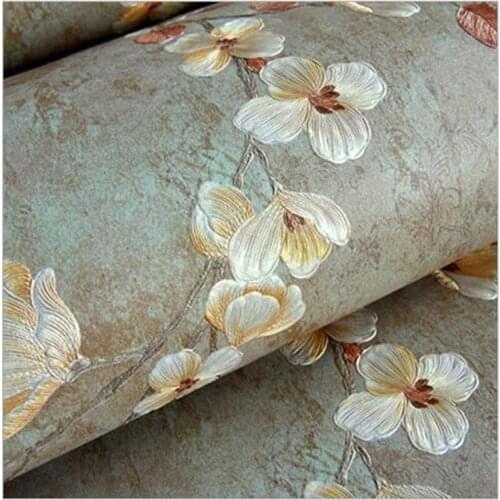 Beibehang Plain AB version wallpaper of the American 3D stereoscopic non-woven wallpaper pastoral living room bedroom wallpaper