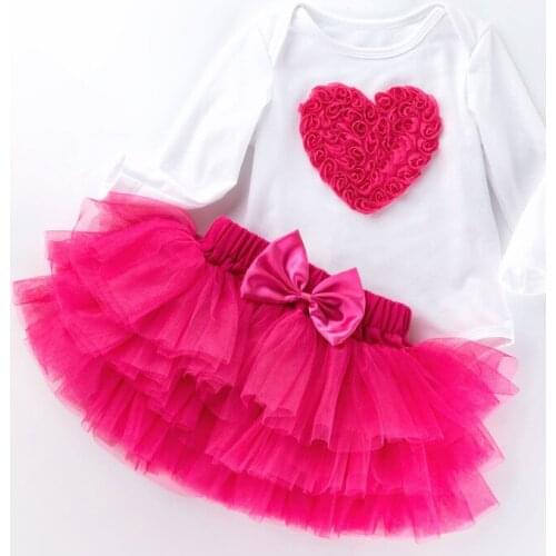 Toddler Baby Kid Girls Valentines Day Outfits Long Sleeve Top+Tutu Skirt Baby Girl Clothing Set Party Infant Girl Clothes
