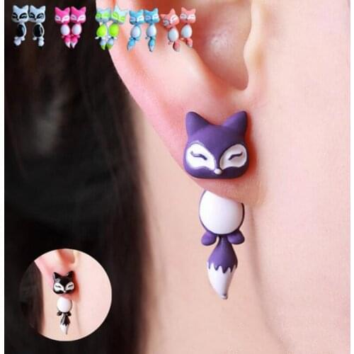 One pair new fashion punk cute fox earrings for women bijoux femme Pendientes girls brincos alloy nickel free fj310