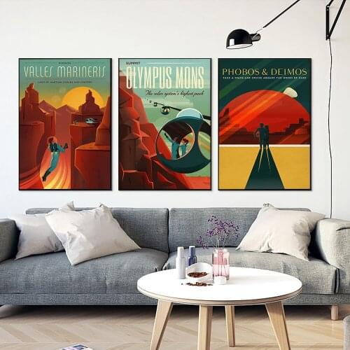 Space Travel Poster 3 Piece Wall Art Modern Canvas Painting and Printmaking Living Room Home Decoration Frameless Picture