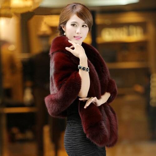 Casual fashion The new fur coat cloak was thin imitation water mink wool warm shawl female