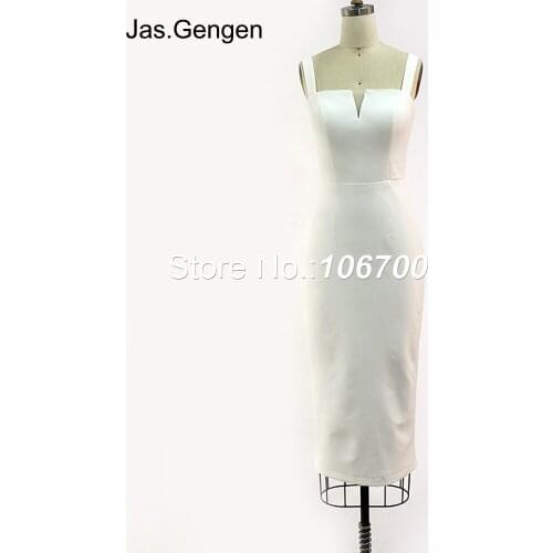 Real Photos Short Dress Prom Dresses vestido de festa Tea Length Thick Jersey with Stretch Elastic Party Bridal Evening Gowns