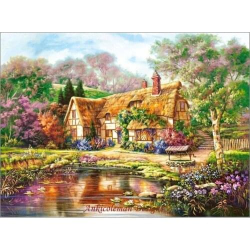 Needlework for embroidery DIY DMC High Quality - Counted Cross Stitch Kits 14 ct Oil painting - Twilight at Woodgreen Pon