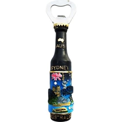Sydney,Australia)Beer Corkscrew Creative Travel Commemorate Crafts 3D Ornaments Magnetism Resin Material Refrigerator Stickers