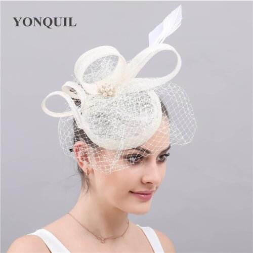 Sinamay Yarn Mesh Wedding Bride Hat Fascinator Women Occasion Headpiece Marriaged Net Hair Accessories Formal Ladies Fedora Caps