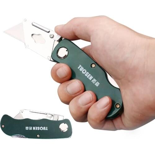 Stainless Steel Folding Utility Knife Woodworking Outdoor Camping w/ Five Blades
