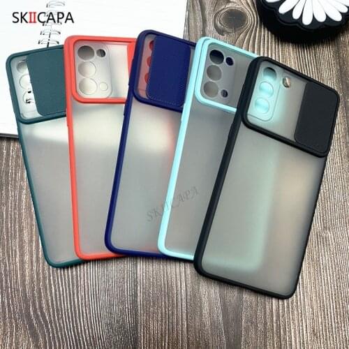 Slide Camera Lens Protection Phone Case For OPPO Reno 5 Pro Translucent Matte Back Cover For OPPO Reno 4 Lite A93 F17 Pro Case