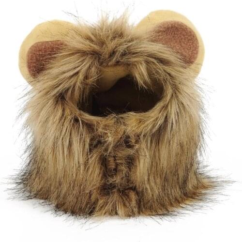 Dog Cat Wig Costume Cute Cosplay Lions Mane Wig Comfortable Soft Cap Hat with Ears Fancy Dress with Ear Puppy Kitten Headdress