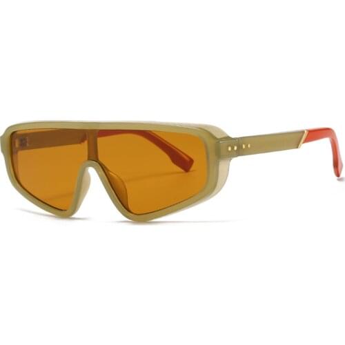 2021 Vintage Punk Square Sunglasses Men Women Brand Design Fashion One Piece Sunglasses Women Retro Brown Shades Glasses