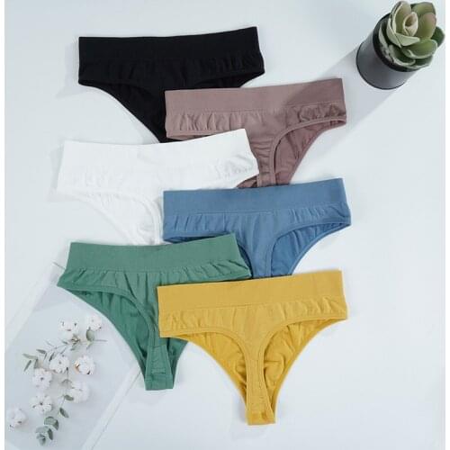 Sexy Thongs Panties Women G-String Female Underpants Solid Color Comfortable T-back Female High-Rise Wide Side Thong 1/2PCS