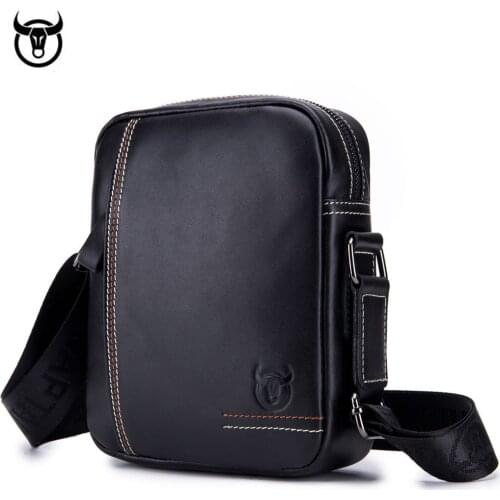 New Genuine Leather mens Crossbody Shoulder bag Fashion 2021 Vintage Cowhide Messenger Bag man Zipper Small Casual handbag