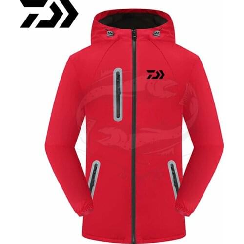 Daiwa Mens Windbreaker Waterproof Outdoor Soft Shell Climbing Jacket Quick Dry Fleece Keep Warm Fishing Skiing Jacket Clothes