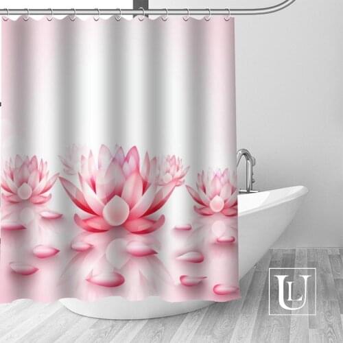 Waterproof Bathroom Curtains Modern Pink Lotus Flower Shower Curtain polyester Bath screens Customized curtain