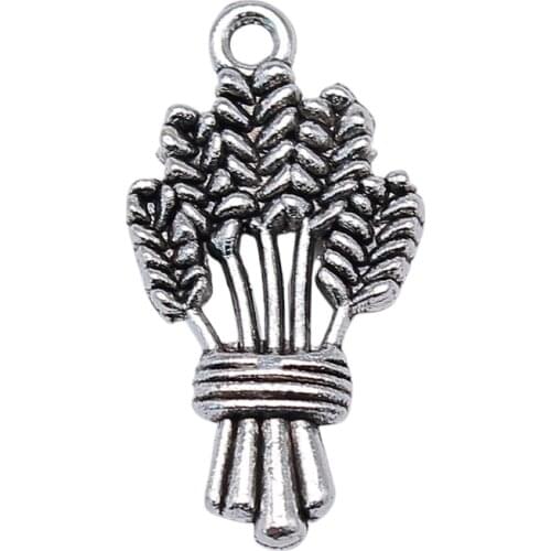 WYSIWYG 10pcs 24x13mm Wheat Rice Charm Pendants For Jewelry Making Antique Silver Color Wheat Pendants Charm