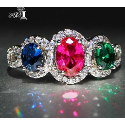 YaYI Jewelry Fashion Princess Cut 3.5 CT Multi-color Zircon Silver Color Engagement Rings wedding Rings Party Rings 651