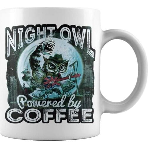 Night Owl Powered By Coffee 11 Oz Funny Coffee Mug
