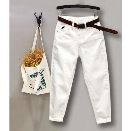 Woman Jeans Pants White Jeans Womens Autumn High Waist Skinny Cropped Tappered Casual Pantalones Vaqueros Mujer