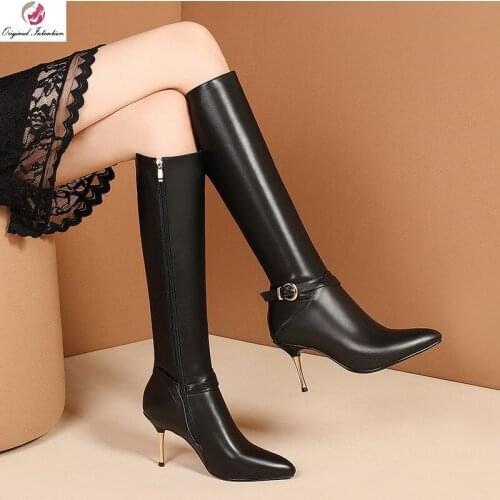 Size 33-45 Winter Knee High Boots Women Patent Leather Thigh Boot Metal Decoration Woman Shoes Long Botas Feminina Zapatos Mujer