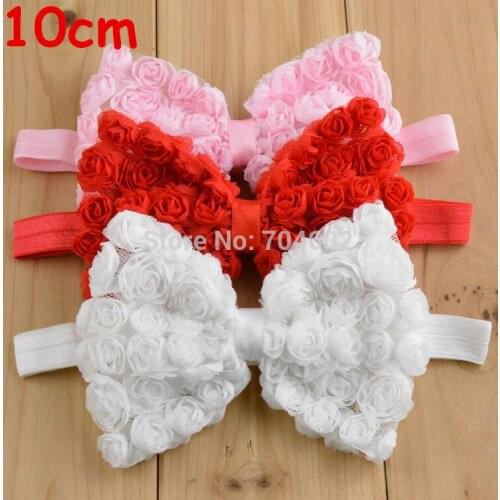 Girl Headdress 10cm Before Chiffon Rose Flower Bow DIY Headband Hair Accessories 12pcs/lot FD231