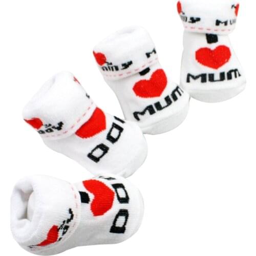 Winter Baby Love MUM&DAD Socks Baby Infant Boy Girl Slip-resistant Floor Socks Love Dad Love Mum Letter Socks Носки Для Девочек