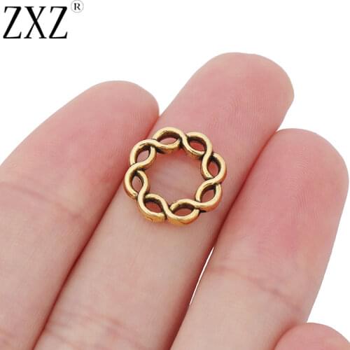ZXZ 20pcs Antique Gold Tone Open Ring Circle Charms Pendants Double Sided for Bracelet Necklace Jewelry Making Findings 15mm