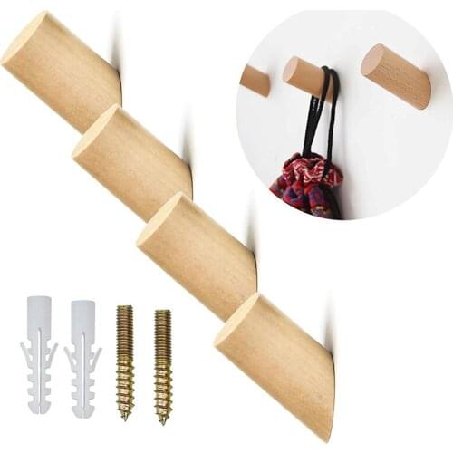 1Pc Wooden Coat Hook Wall Mounted Wall Hanger Hat Hook Wood Coat Peg Hanger for Bedroom Hanging Clothes Hat Scarves