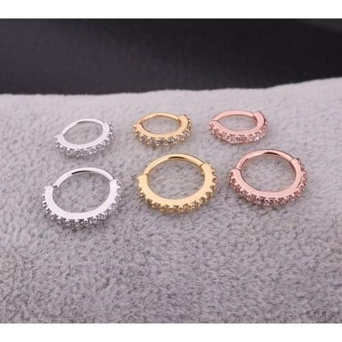 1PC Stainless Steel Septum Clicker Hoop Ring Nose Labret Ear Tragus Cartilage Daith Helix Earring Stud Body Piercing Jewelry
