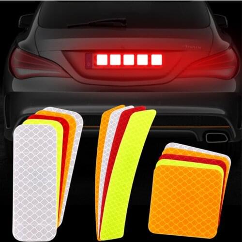 2pcs Warning Mark Car Reflective Tape Door Bumper Stickers Strip Safety Light Reflector Auto Safety Universal Car Accessories