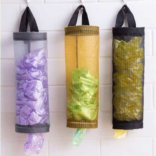 5pcs Trash Bags Wall Hanging Garbage Organizers Reusable Polyester Storage Holders Kitchen Tools Storage Bag