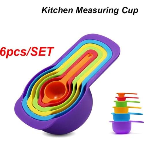 6 Pcs Kitchen Multi Measuring Spoon Tools Rainbow Color Baking Tools Stackable Combination Measuring Cup Baking Accessories Hot