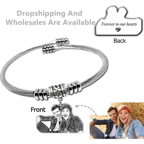 Custom Silhouette Bracelet . Custom Personalized Pet/Portrait Photo Bracelets.Women Men Jewelry Memorial Gift
