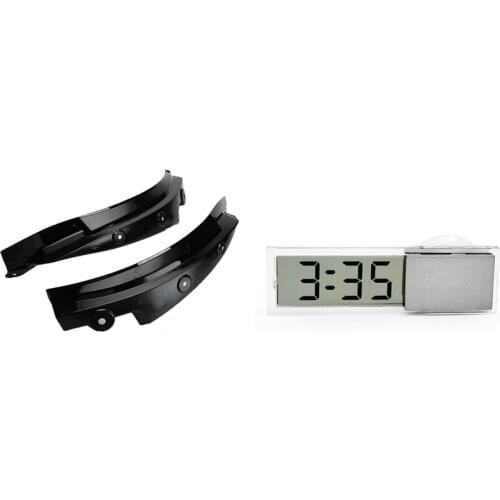 LCD Display Digital Electronic Clock With Sucker LED With 1 Pair Car Mudguards Fender Flare Splash Guards
