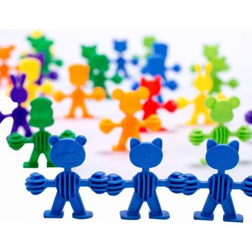 Kids DIY Puzzle Flexible Soft Plastic Environmental Color Cognitive Toys Early Learning Educational Assembled Building Block