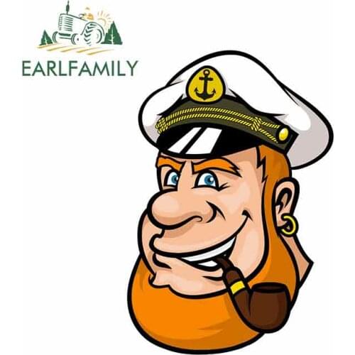 EARLFAMILY 13cm x 8.8cm For Cartoon Captain Funny Car Stickers Fashion Decal Occlusion Scratch Car Bumper Window Decoration