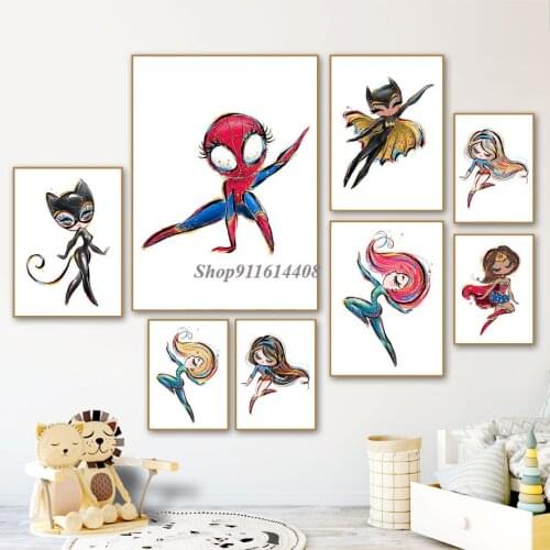 Canvas Painting Disney Classic Anime Movie Batman Iron Man Posters and Prints Wall Art Pictures for Kids Living Room Home Decor