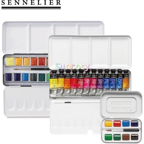 Frence Original Sennelier Solid Watercolor Paint 12 24 48 Color or 10 ml tubus,Honey Watercolour Acuarelas Art Supplies