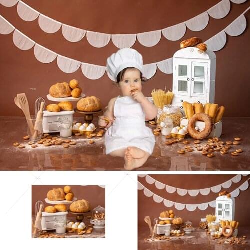Kitchen Donut Bread Backdrops Cook Newborn Baby Shower Smash Cake Flour Pasta Chocolate Photography Background Photo Studio
