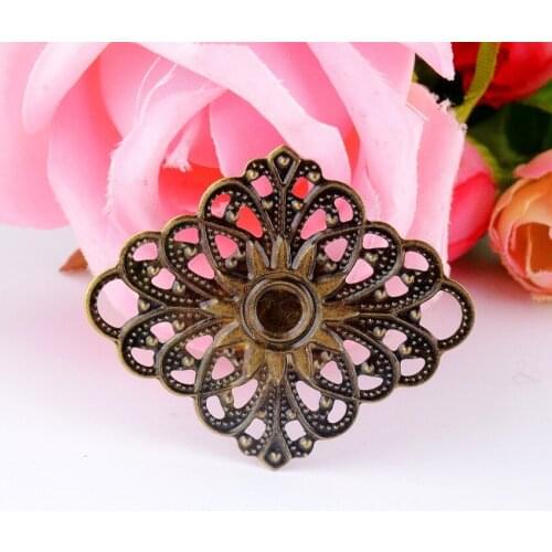 MIAOCHI 8Pcs Filigree Wraps Connectors Metal Crafts Decoration DIY Findings Ancient Bronze Tone Hollow 40mm x 48mm F0452