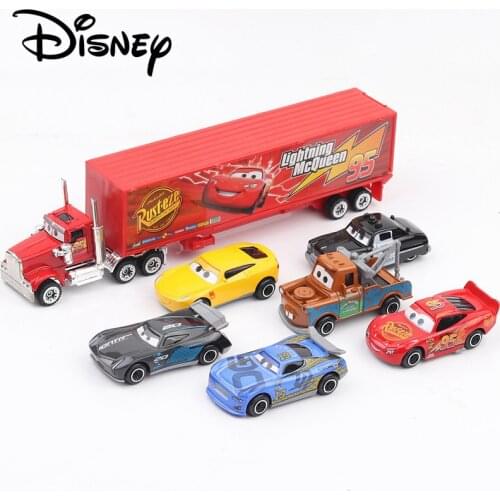 7Pcs/set Disney Pixar Cars 3 Lightning Mcqueen Jackson Storm Cruz Mater Mack Uncle Truck Diecast Metal Car Model Toys For Kids