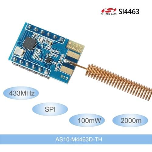 433Mhz Wireless Data Transceiver Module 2000-meter Long Distance SI4463 100mW Wireless Modules 433M SPI RF module spring antenna