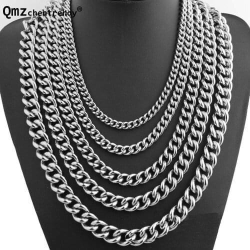 Qmzchentrendy Mens The cowboy Chain Necklaces Tone 316L Stainless Steel Hip hop Boys Necklace