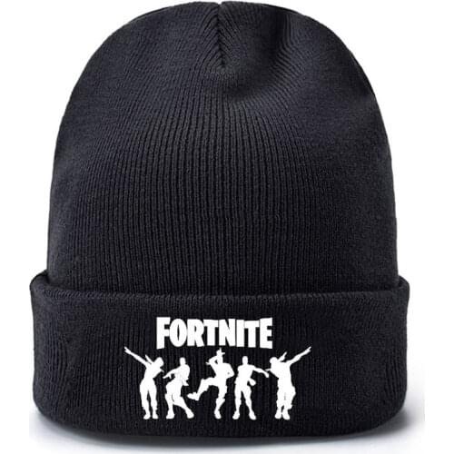New Fortnite Black Beanies Cap Men Women Warm Knitted Wool Hat Winter Fashion Solid Hip-hop Beanie Hat Unisex Cap for Children