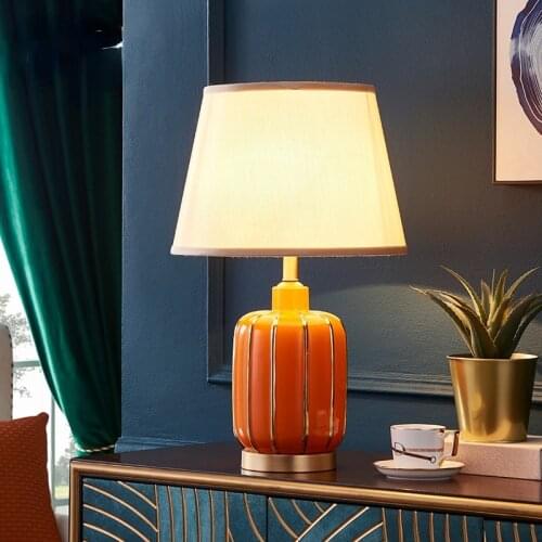 Orange Storm Light Luxury Postmodern Simple Ins Girl Ceramic Table Lamp for America Bedside Lamp Modern Warm Bedroom Living Room